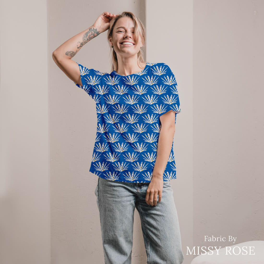 Kristina Forrest 202 sewn into an all-over print shirt - see how the print looks made up | Fabric by Missy Rose