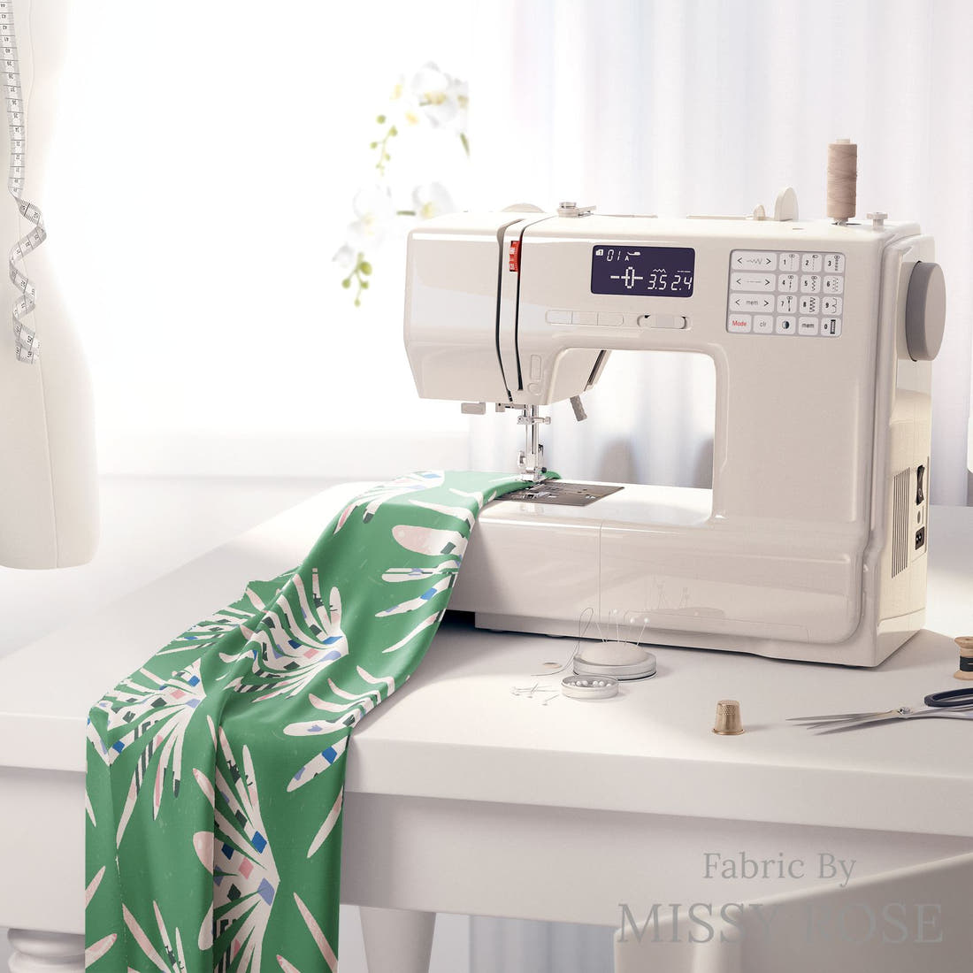 Kristina Forrest 203 on a sewing machine - premium fabric for sewing projects | Fabric by Missy Rose