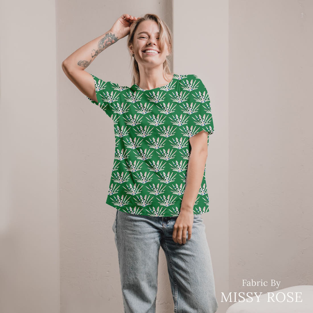 Kristina Forrest 203 sewn into an all-over print shirt - see how the print looks made up | Fabric by Missy Rose