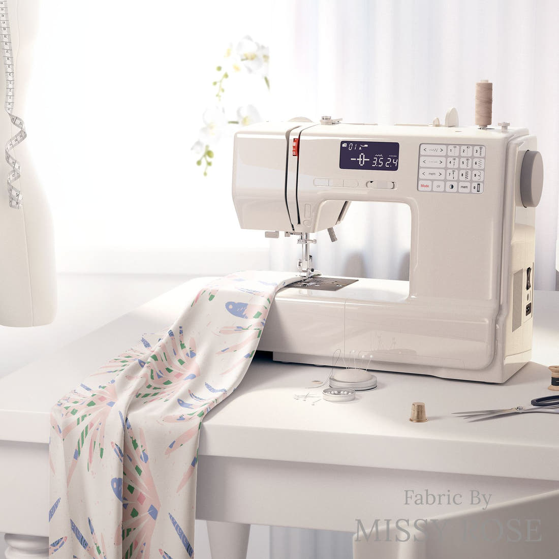 Kristina Forrest 204 on a sewing machine - premium fabric for sewing projects | Fabric by Missy Rose