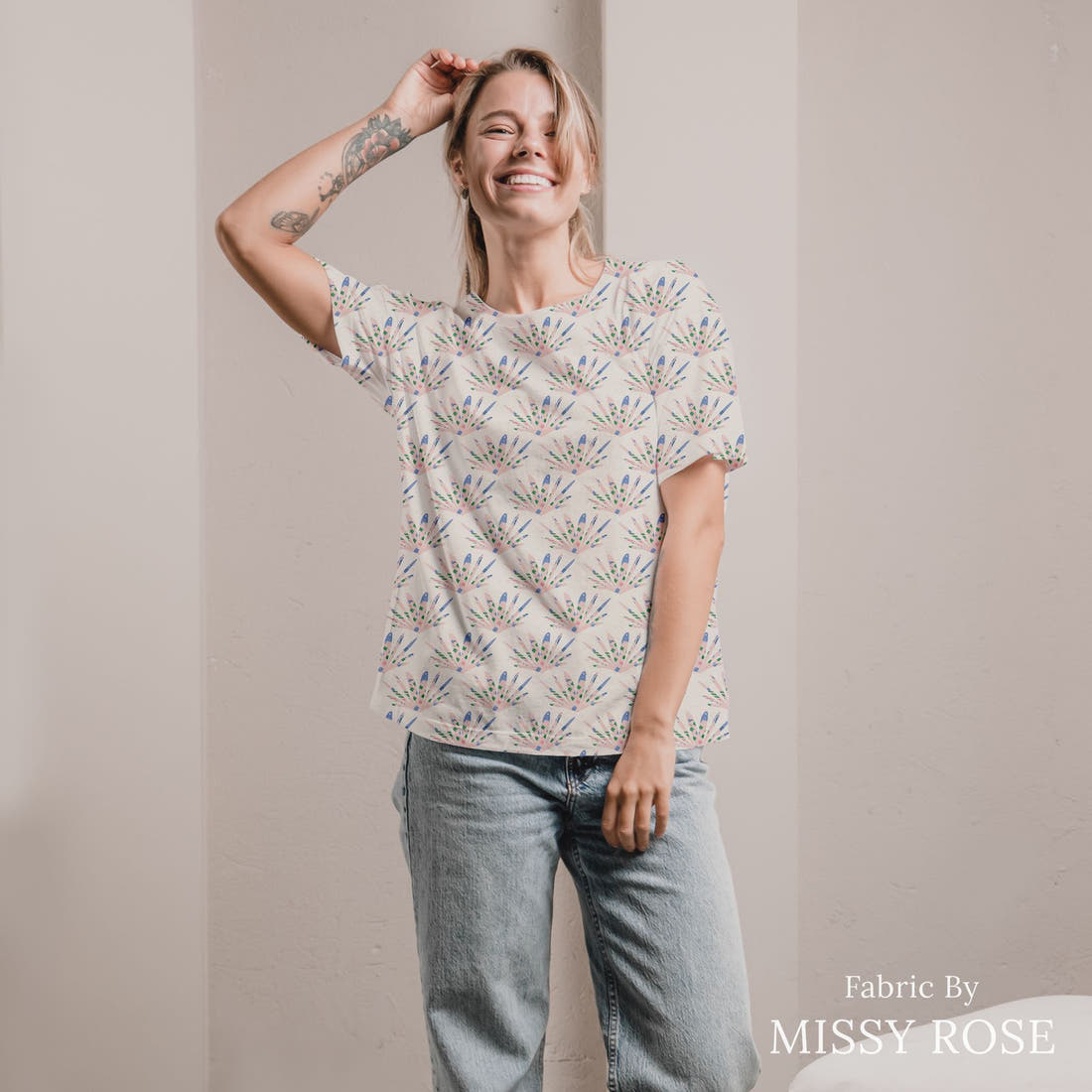 Kristina Forrest 204 sewn into an all-over print shirt - see how the print looks made up | Fabric by Missy Rose
