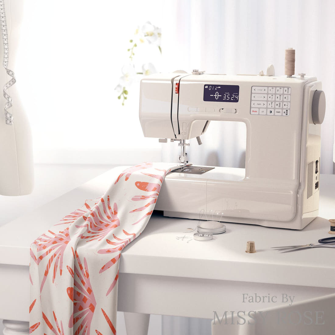 Kristina Forrest 205 on a sewing machine - premium fabric for sewing projects | Fabric by Missy Rose