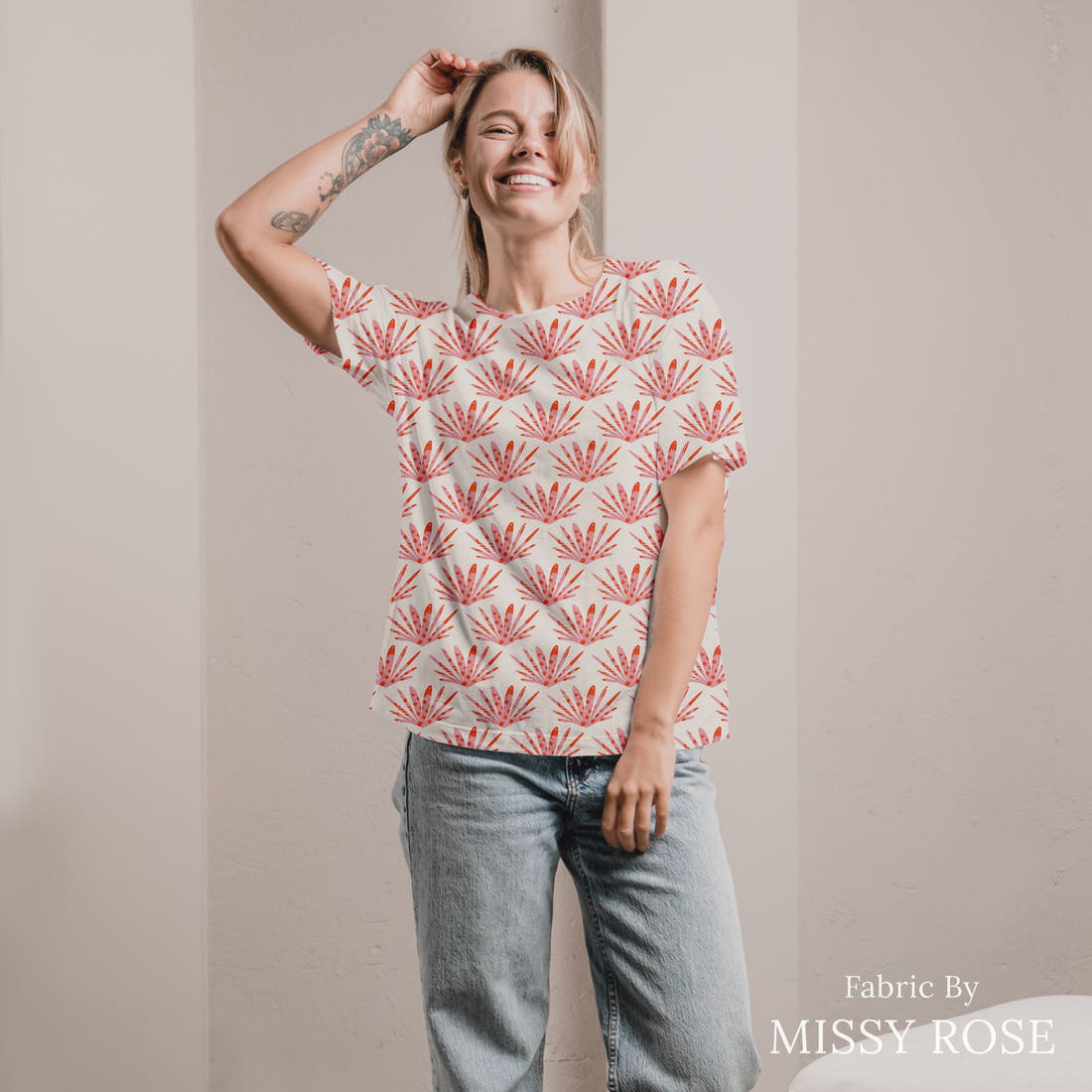 Kristina Forrest 205 sewn into an all-over print shirt - see how the print looks made up | Fabric by Missy Rose