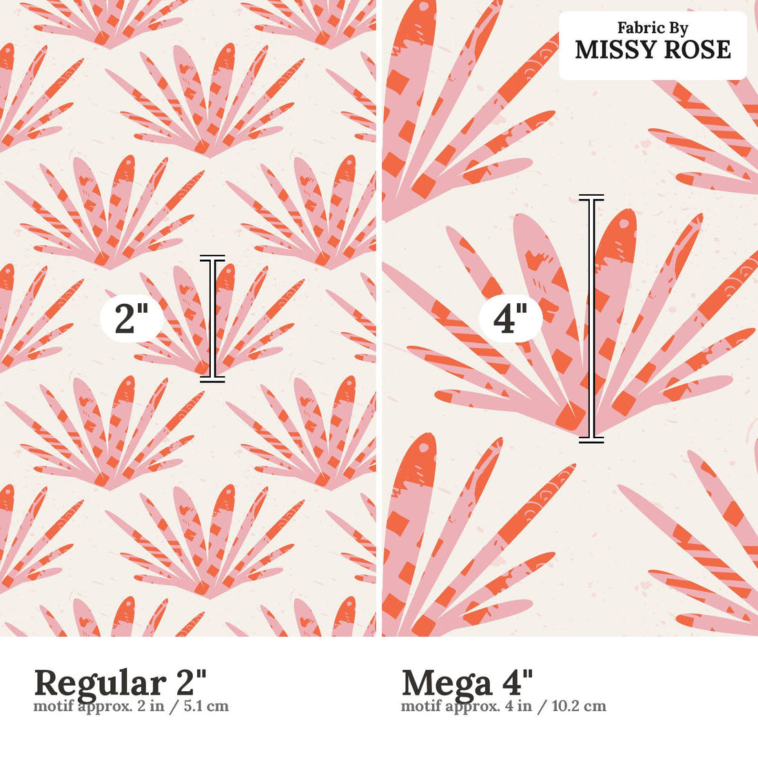 Kristina Forrest 205 Regular 2 inch vs Mega 4 inch print scale side by side | Fabric by Missy Rose
