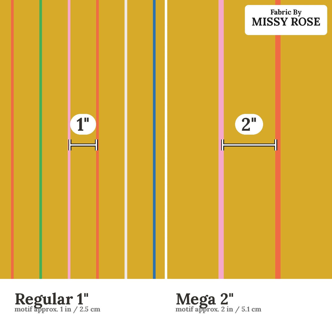Kristina Forrest 206 Regular 1 inch vs Mega 2 inch print scale side by side | Fabric by Missy Rose
