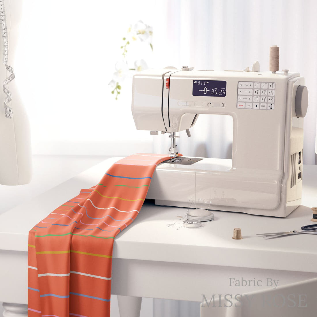 Kristina Forrest 207 on a sewing machine - premium fabric for sewing projects | Fabric by Missy Rose