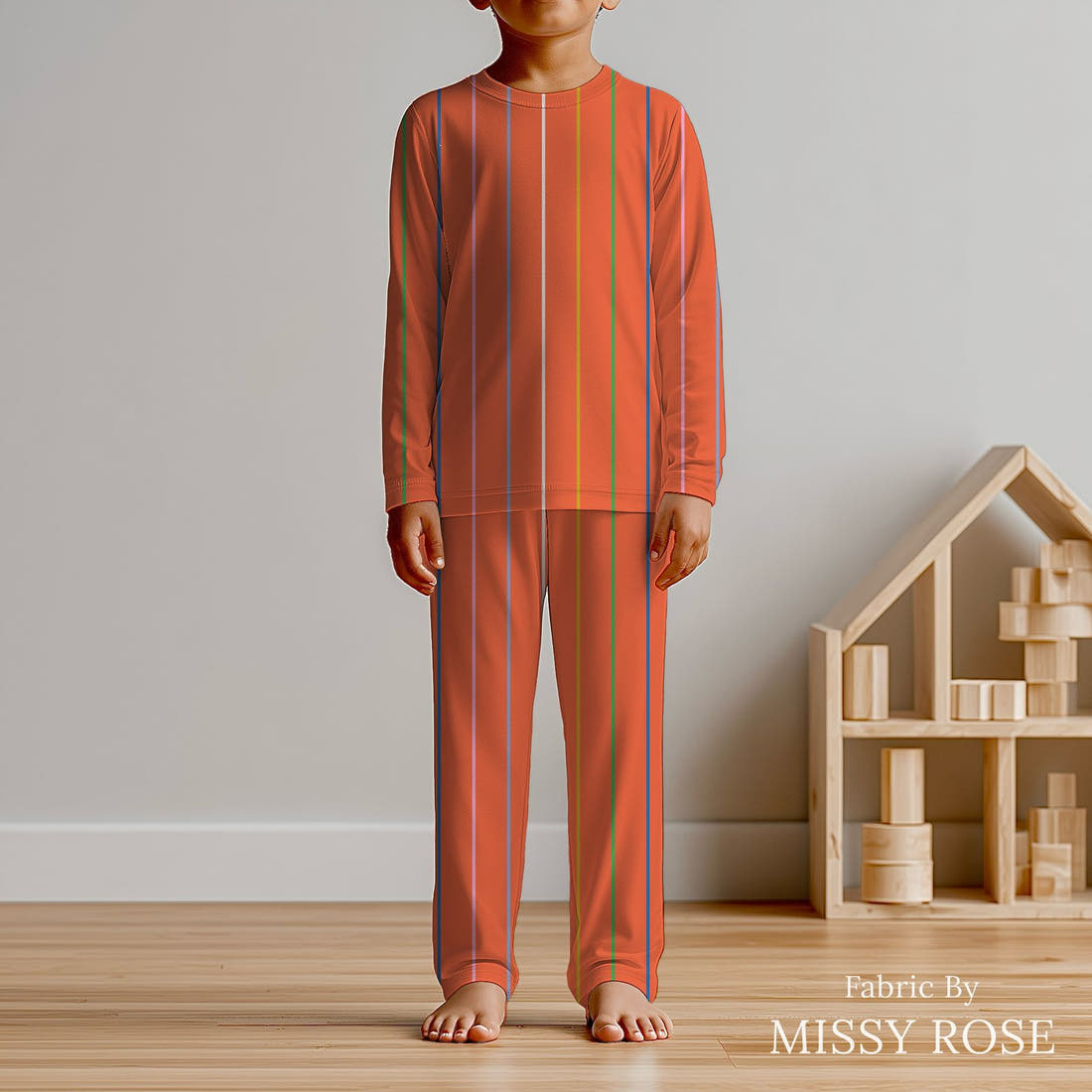Kristina Forrest 207 sewn into kids' pyjamas - see how the print looks made up | Fabric by Missy Rose