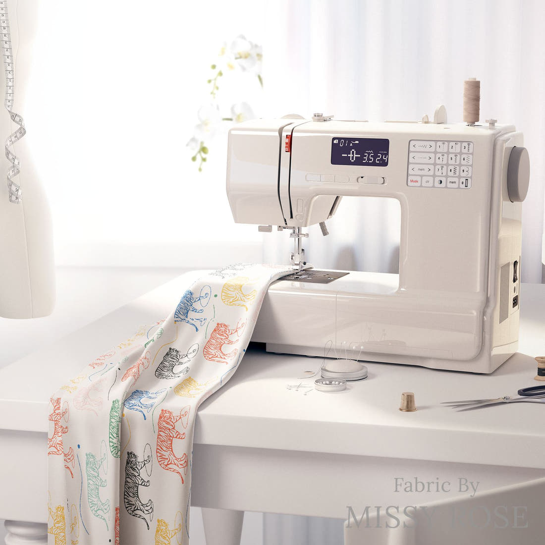 Kristina Forrest 209 on a sewing machine - premium fabric for sewing projects | Fabric by Missy Rose