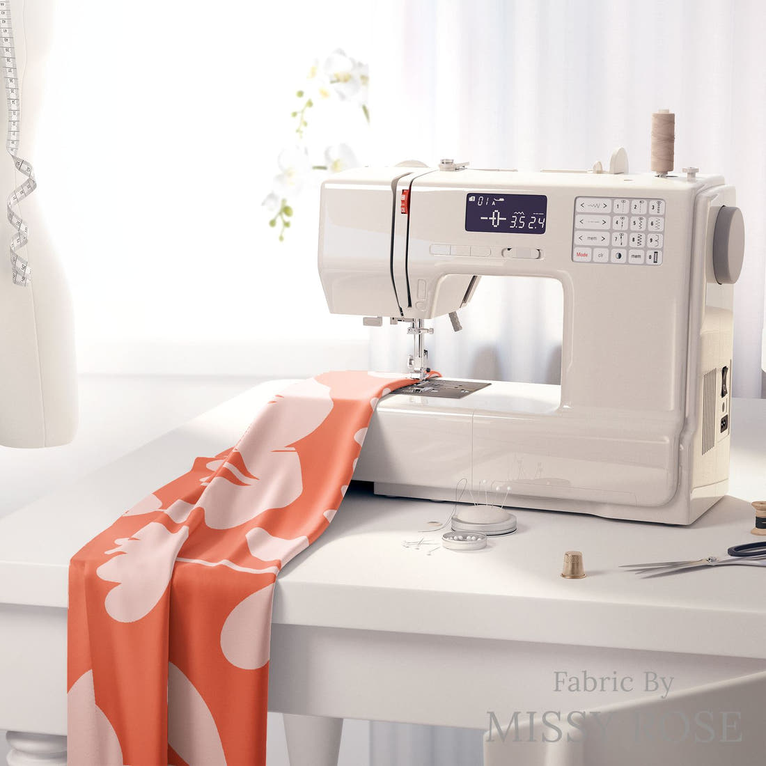 Kristina Forrest 213 on a sewing machine - premium fabric for sewing projects | Fabric by Missy Rose
