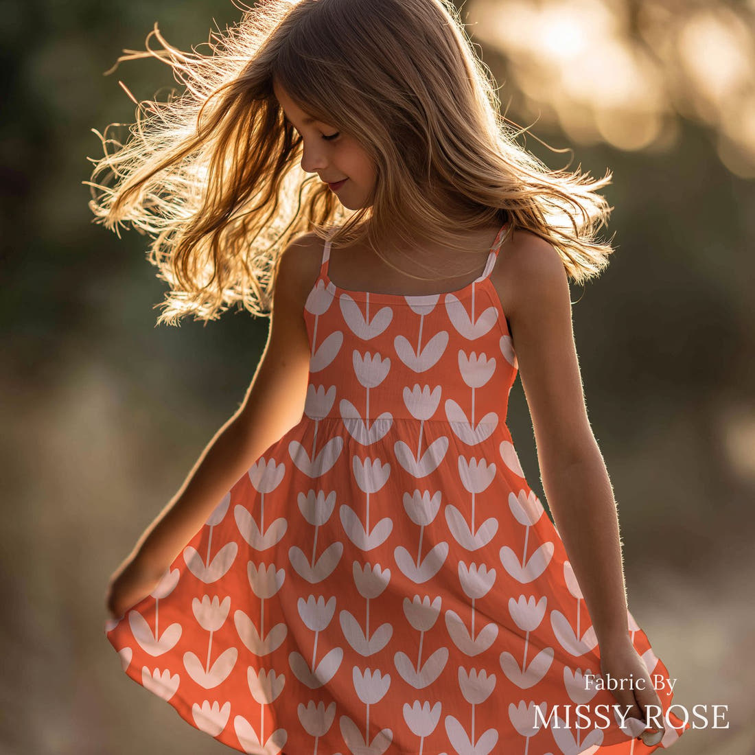 Kristina Forrest 213 sewn into a girls' dress - see how the print looks made up | Fabric by Missy Rose