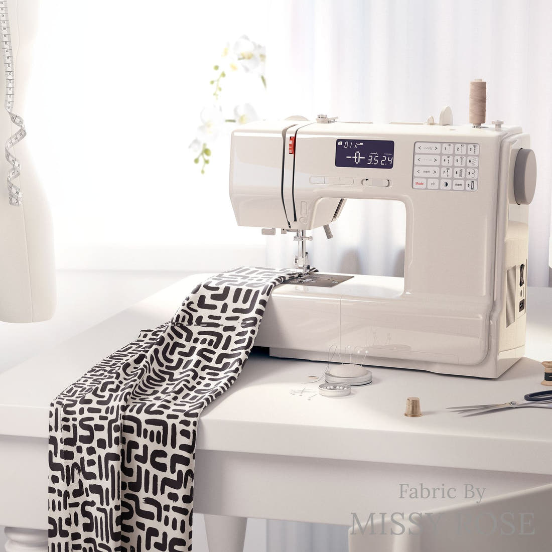Kristina Forrest 214 on a sewing machine - premium fabric for sewing projects | Fabric by Missy Rose