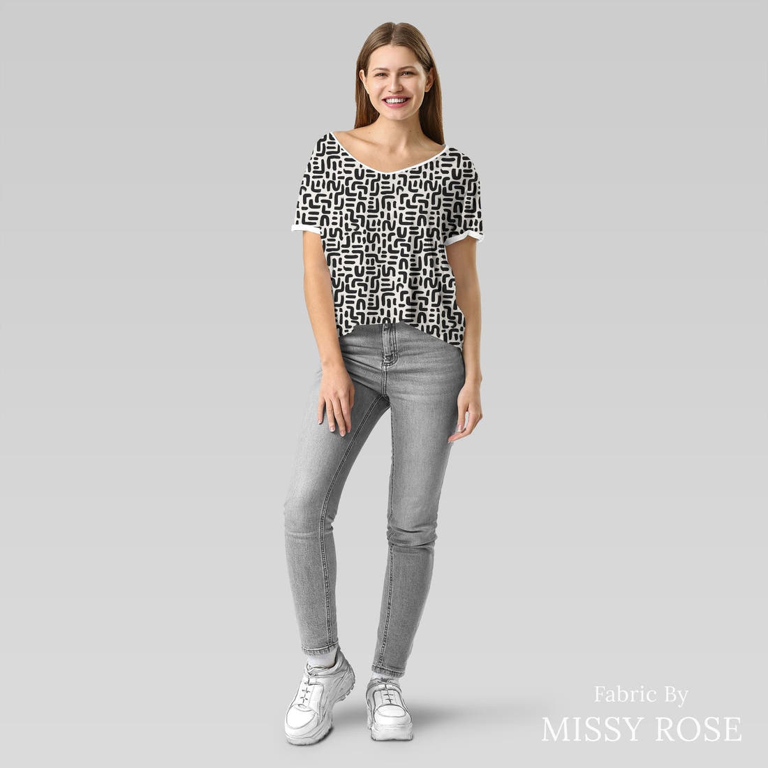Kristina Forrest 214 sewn into an everyday tee - see how the print looks made up | Fabric by Missy Rose
