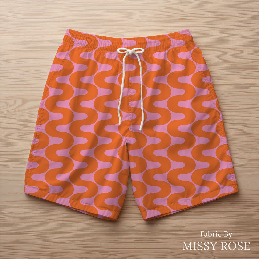 Kristina Forrest 215 sewn into swim shorts - see how the print looks made up | Fabric by Missy Rose