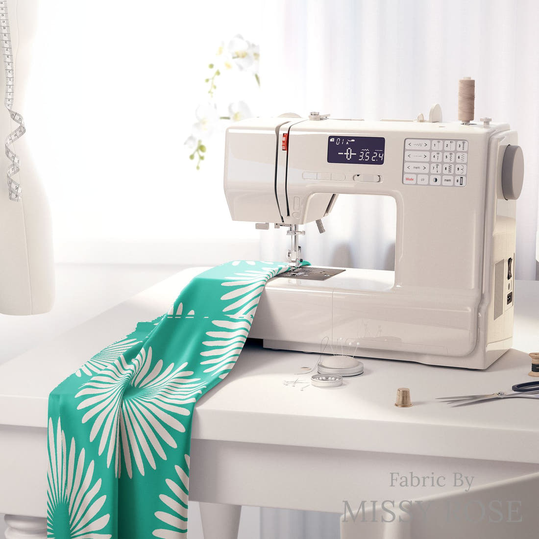 Kristina Forrest 216 on a sewing machine - premium fabric for sewing projects | Fabric by Missy Rose
