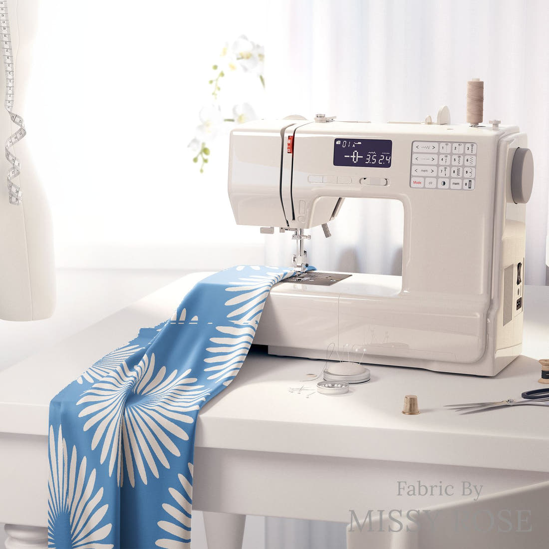 Kristina Forrest 217 on a sewing machine - premium fabric for sewing projects | Fabric by Missy Rose