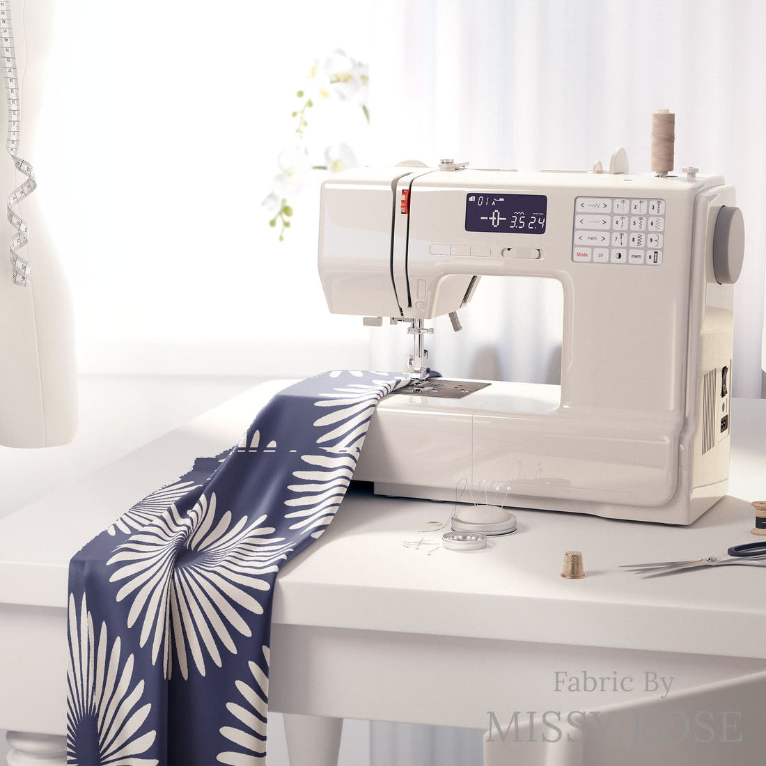 Kristina Forrest 219 on a sewing machine - premium fabric for sewing projects | Fabric by Missy Rose