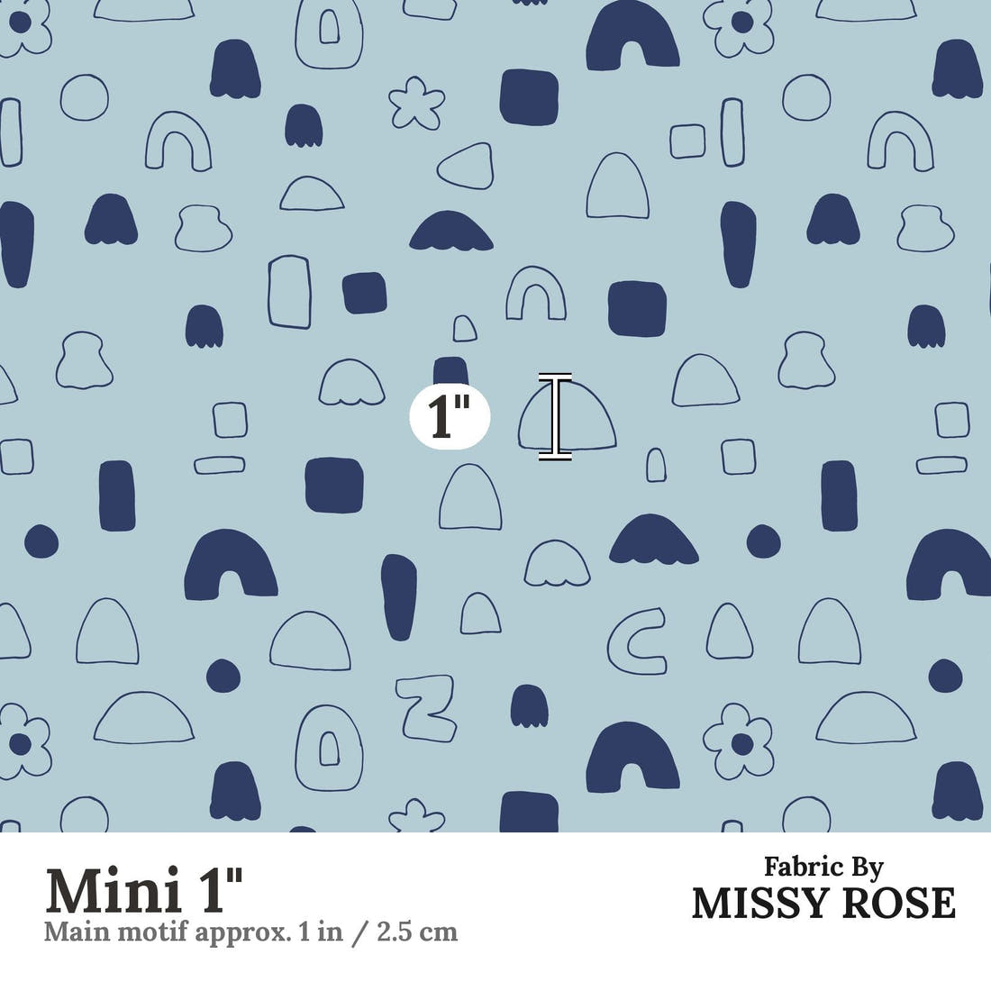 Kristina Forrest 22 Mini 1 inch print scale guide | Fabric by Missy Rose