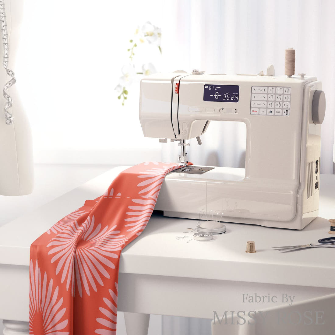 Kristina Forrest 220 on a sewing machine - premium fabric for sewing projects | Fabric by Missy Rose
