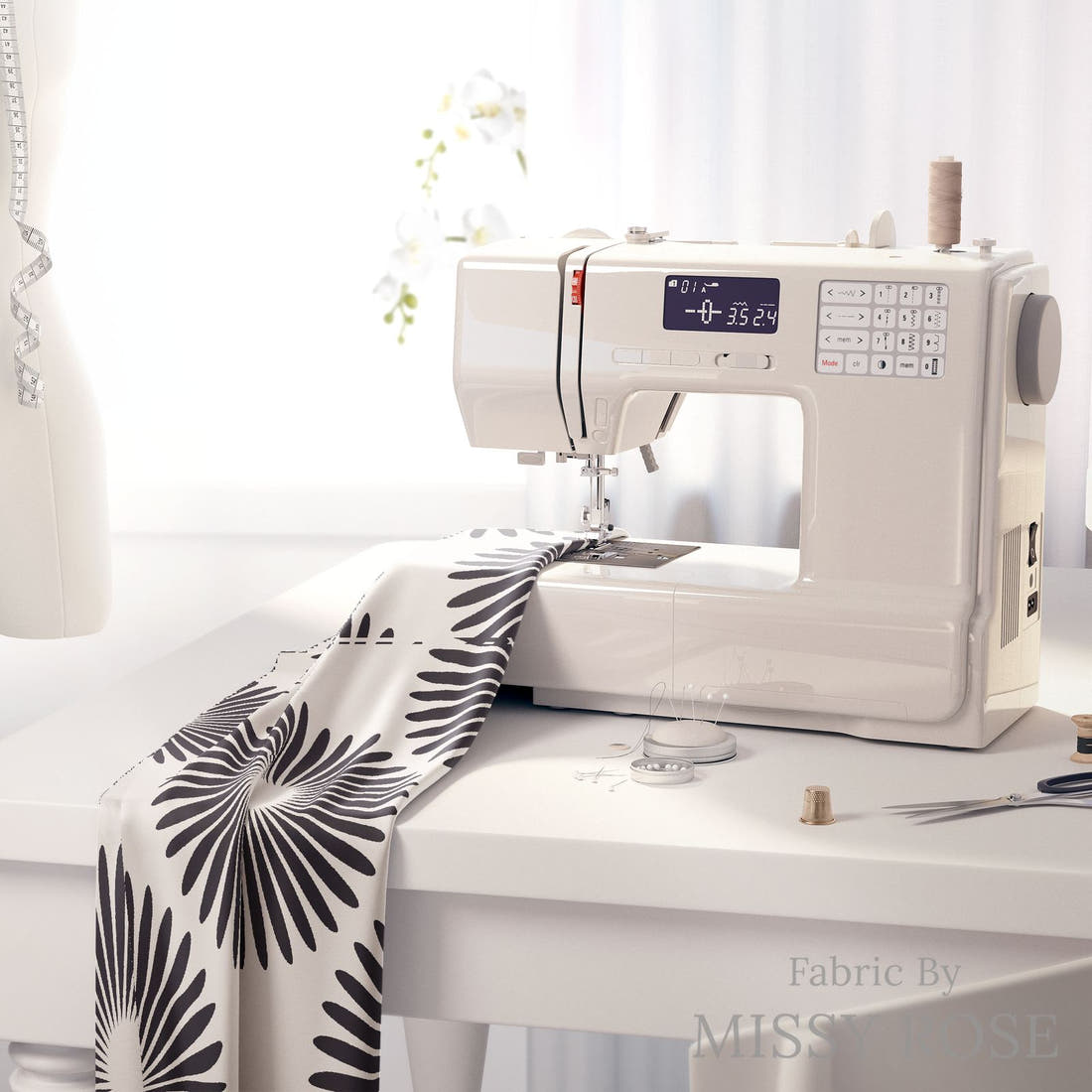 Kristina Forrest 223 on a sewing machine - premium fabric for sewing projects | Fabric by Missy Rose