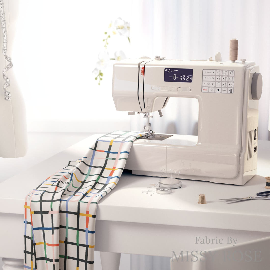 Kristina Forrest 224 on a sewing machine - premium fabric for sewing projects | Fabric by Missy Rose