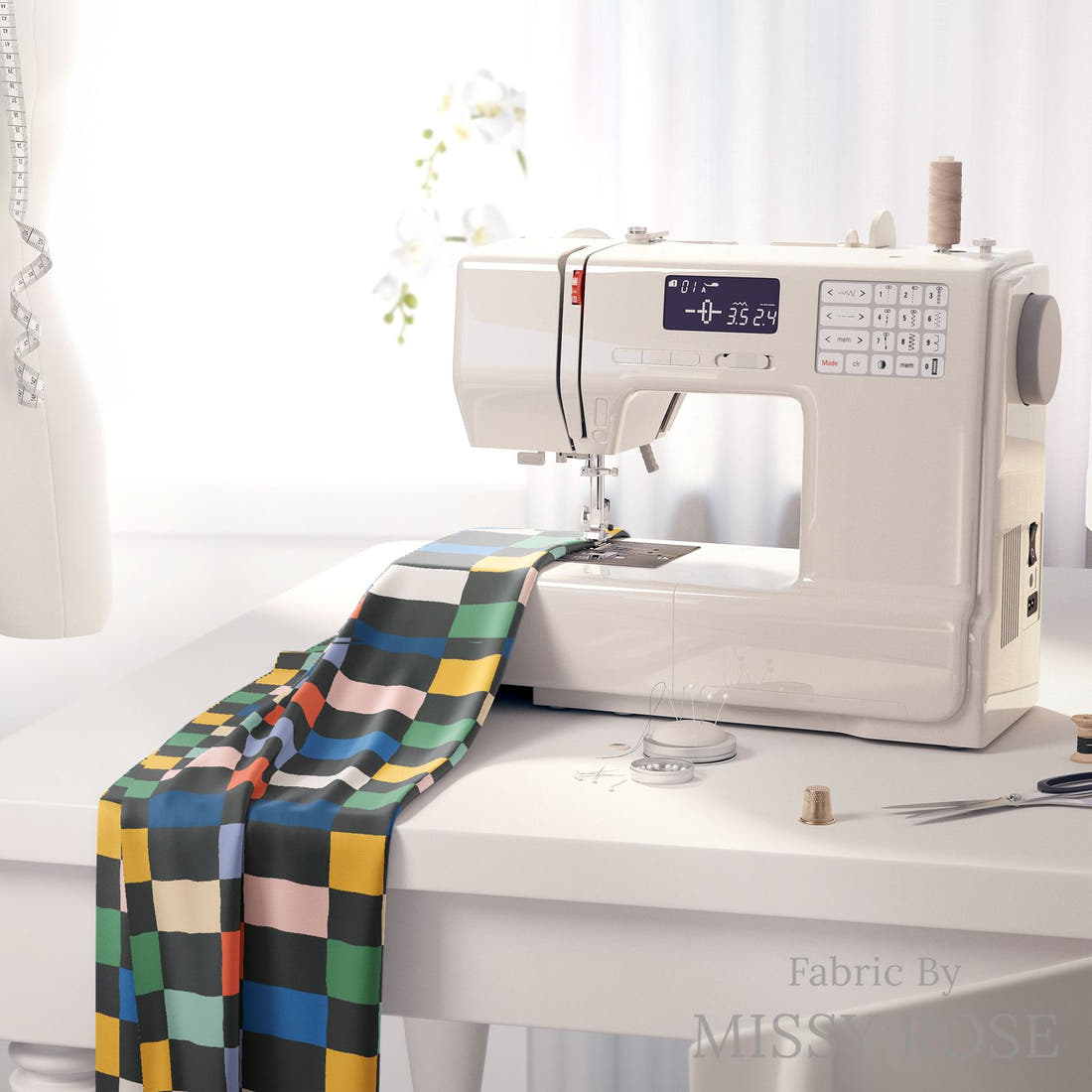 Kristina Forrest 225 on a sewing machine - premium fabric for sewing projects | Fabric by Missy Rose