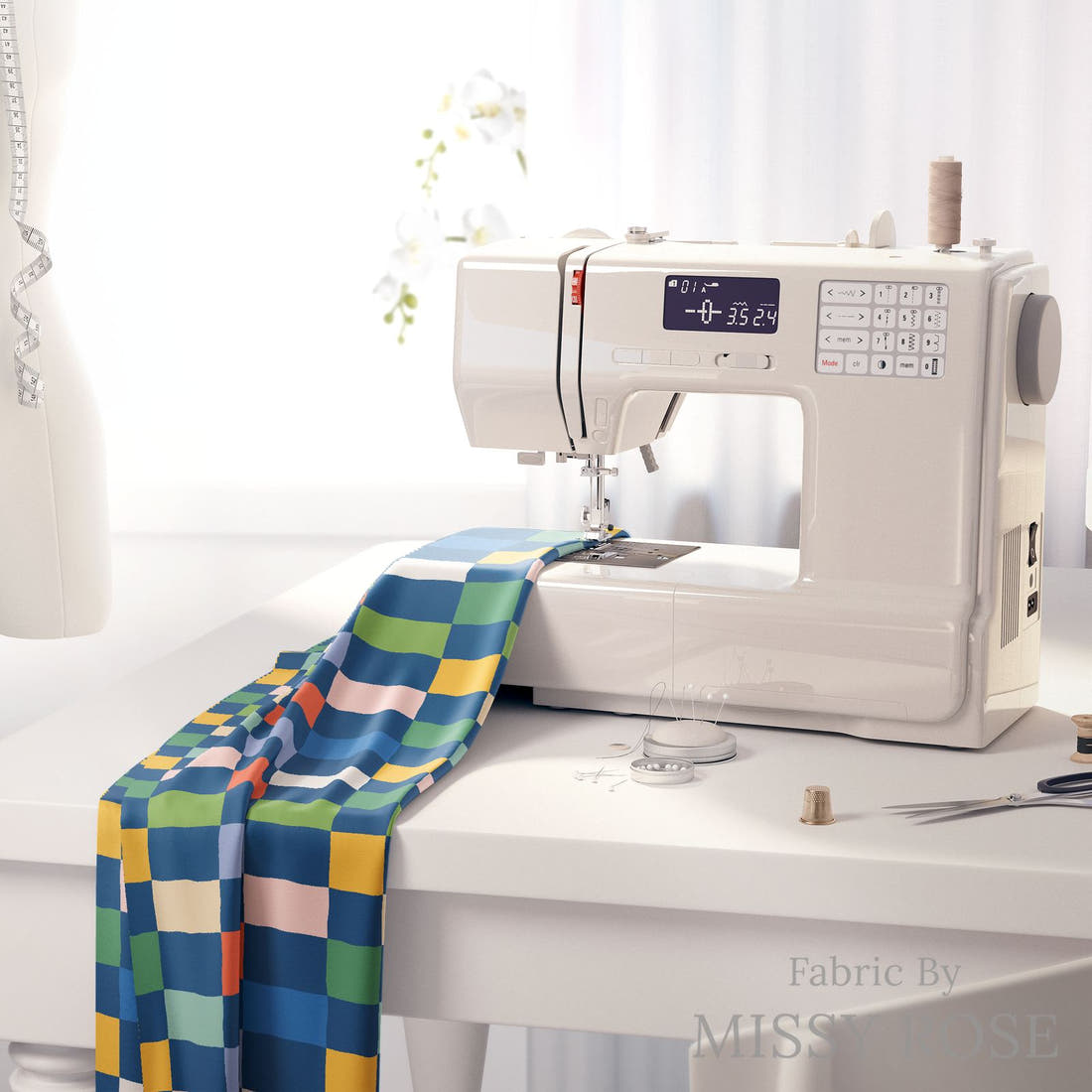 Kristina Forrest 226 on a sewing machine - premium fabric for sewing projects | Fabric by Missy Rose