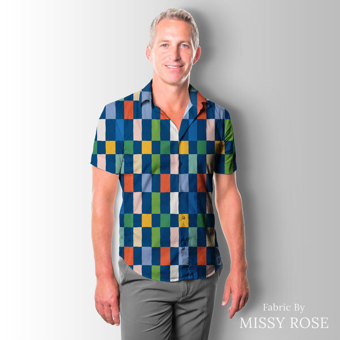 Kristina Forrest 226 sewn into a men's shirt - see how the print looks made up | Fabric by Missy Rose