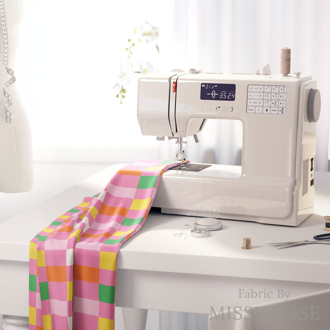 Kristina Forrest 227 on a sewing machine - premium fabric for sewing projects | Fabric by Missy Rose