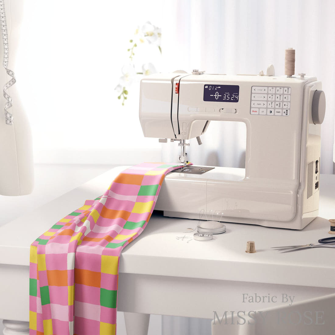 Kristina Forrest 227 on a sewing machine - premium fabric for sewing projects | Fabric by Missy Rose