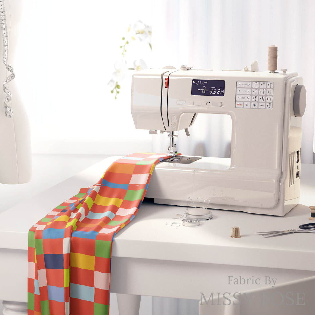 Kristina Forrest 228 on a sewing machine - premium fabric for sewing projects | Fabric by Missy Rose