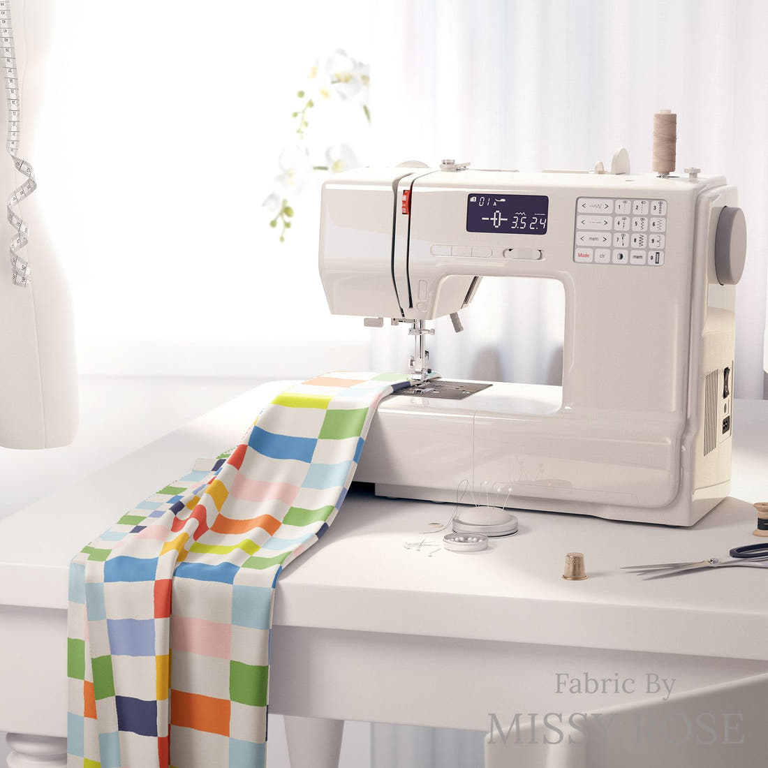 Kristina Forrest 230 on a sewing machine - premium fabric for sewing projects | Fabric by Missy Rose