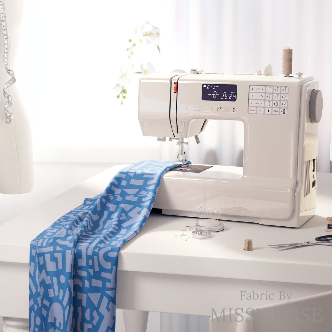 Kristina Forrest 234 on a sewing machine - premium fabric for sewing projects | Fabric by Missy Rose