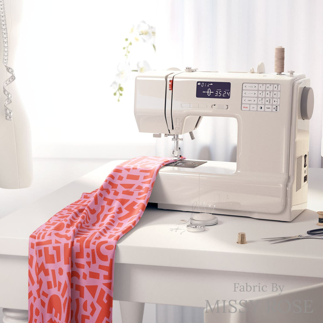 Kristina Forrest 235 on a sewing machine - premium fabric for sewing projects | Fabric by Missy Rose