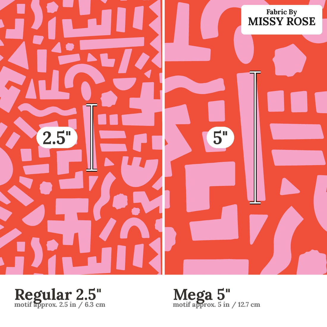 Kristina Forrest 236 Regular 2.5 inch vs Mega 5 inch print scale side by side | Fabric by Missy Rose