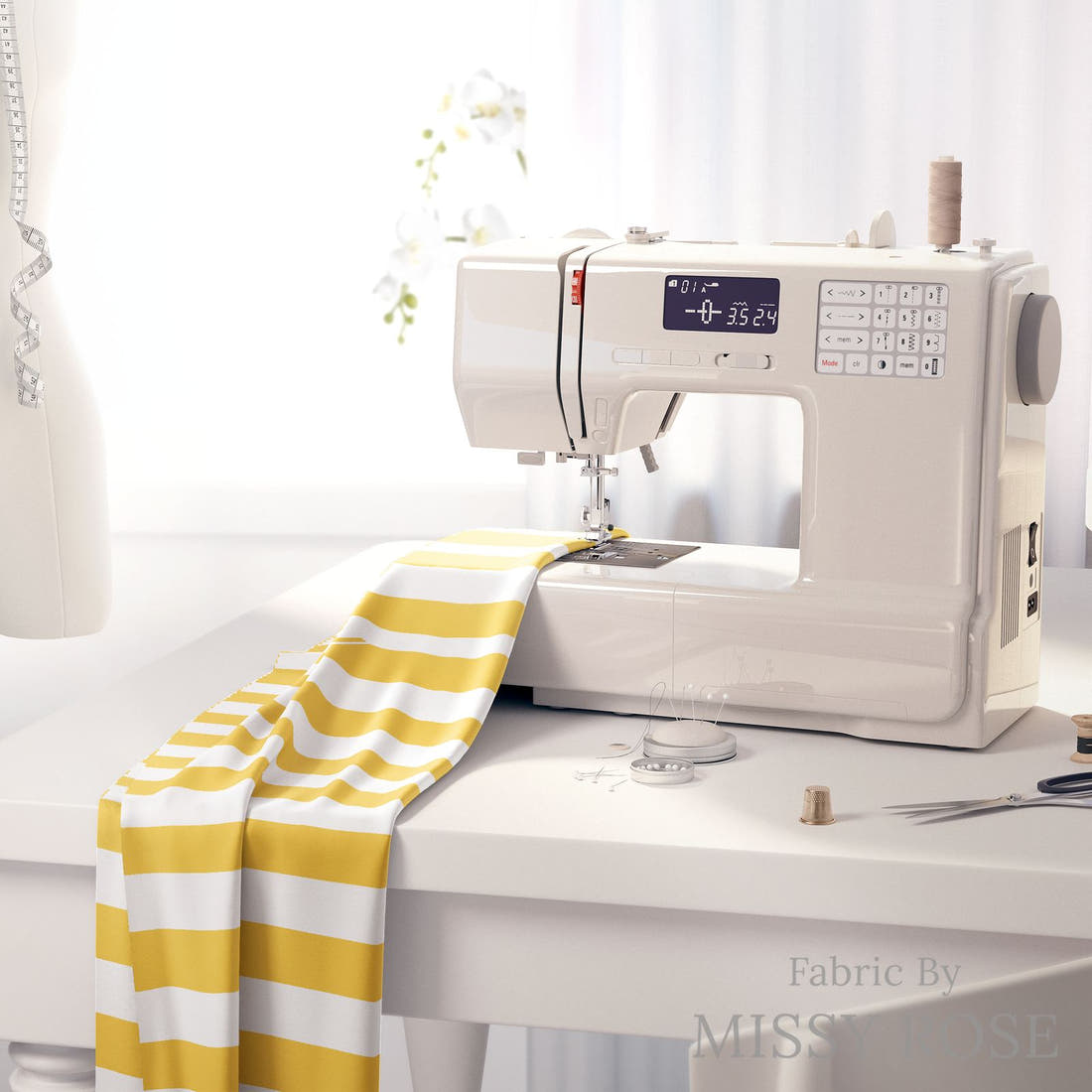Kristina Forrest 237 on a sewing machine - premium fabric for sewing projects | Fabric by Missy Rose