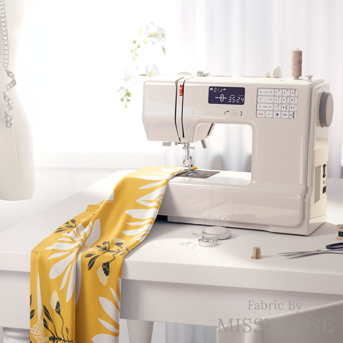 Kristina Forrest 240 on a sewing machine - premium fabric for sewing projects | Fabric by Missy Rose