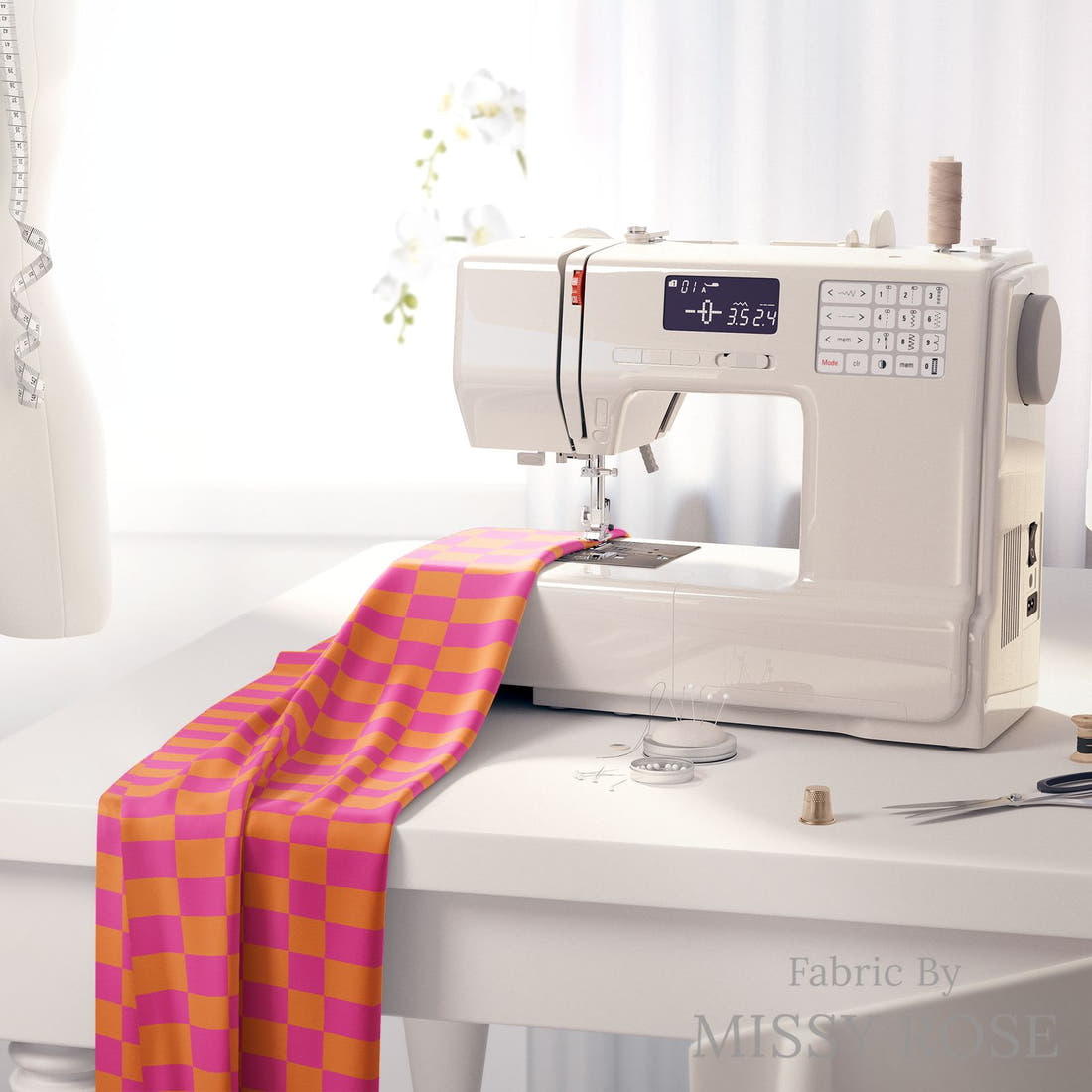 Kristina Forrest 241 on a sewing machine - premium fabric for sewing projects | Fabric by Missy Rose