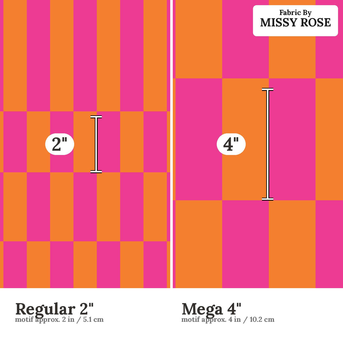 Kristina Forrest 241 Regular 2 inch vs Mega 4 inch print scale side by side | Fabric by Missy Rose