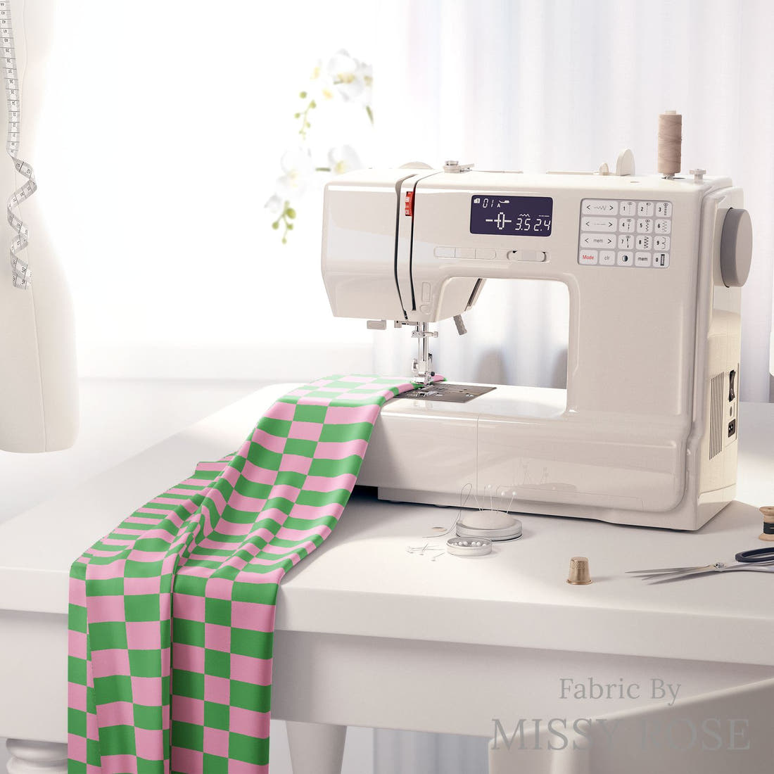 Kristina Forrest 242 on a sewing machine - premium fabric for sewing projects | Fabric by Missy Rose