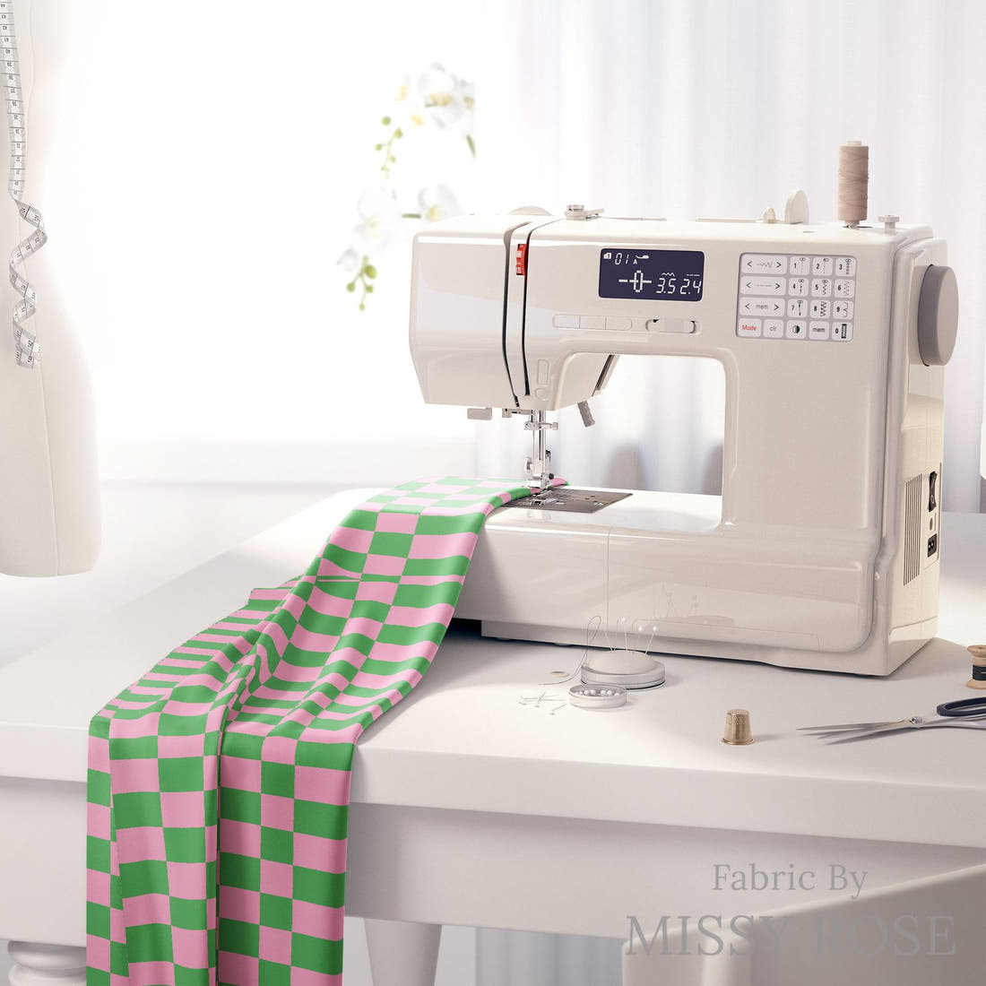 Kristina Forrest 242 on a sewing machine - premium fabric for sewing projects | Fabric by Missy Rose