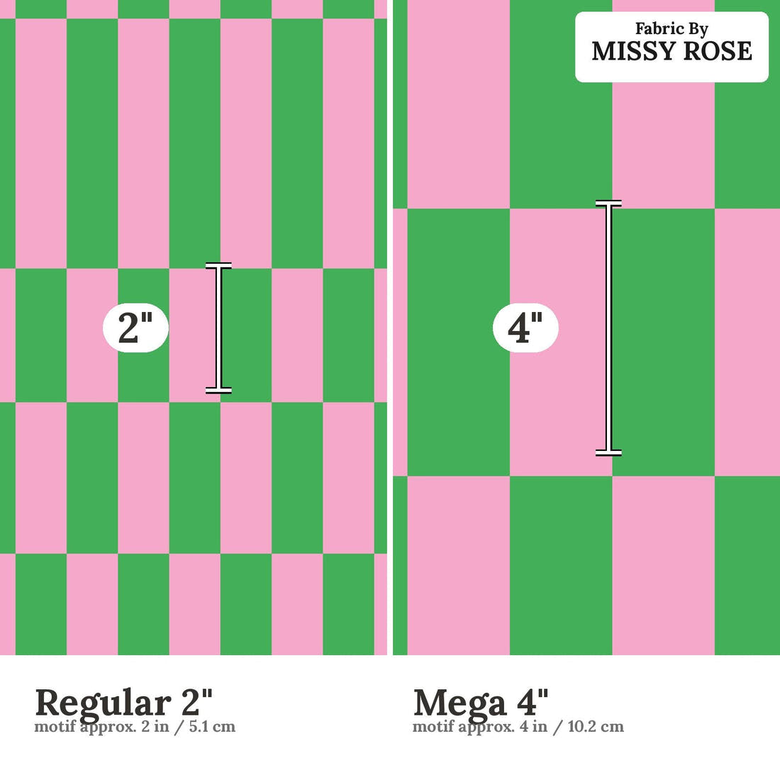 Kristina Forrest 242 Regular 2 inch vs Mega 4 inch print scale side by side | Fabric by Missy Rose