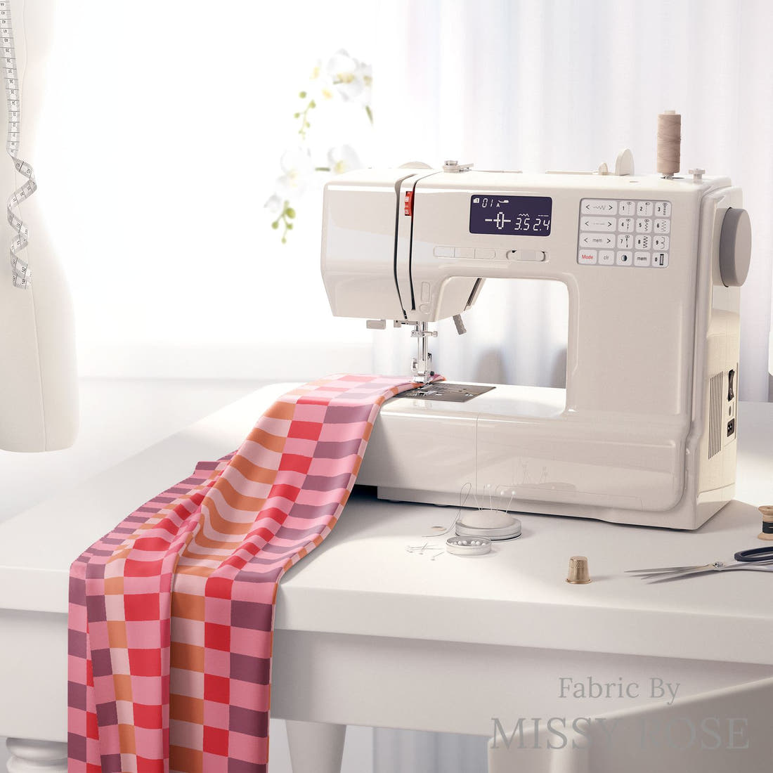Kristina Forrest 243 on a sewing machine - premium fabric for sewing projects | Fabric by Missy Rose