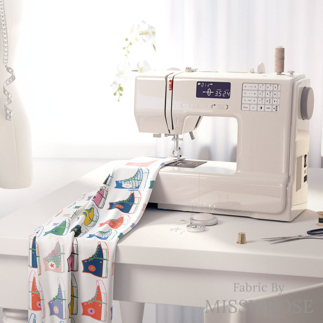 Kristina Forrest 244 on a sewing machine - premium fabric for sewing projects | Fabric by Missy Rose