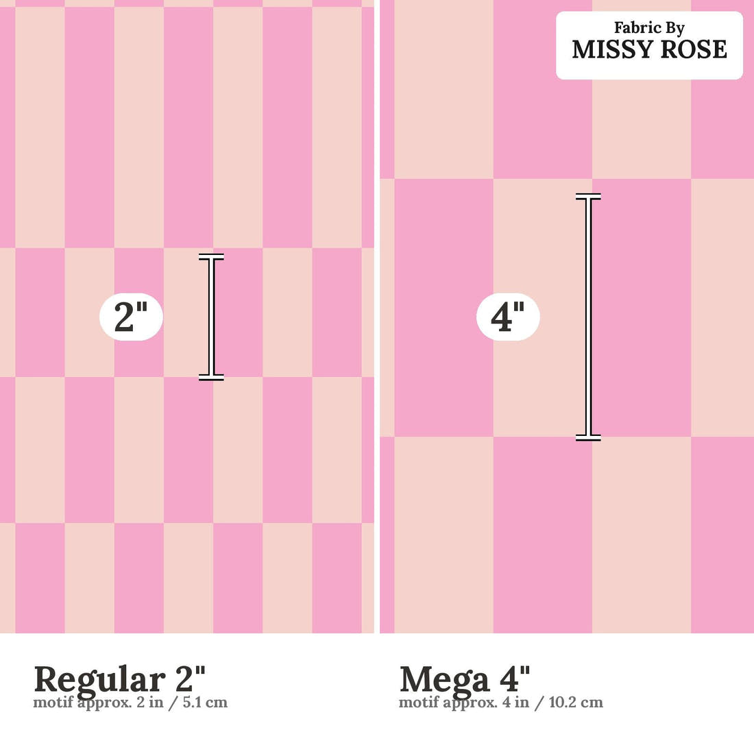 Kristina Forrest 245 Regular 2 inch vs Mega 4 inch print scale side by side | Fabric by Missy Rose