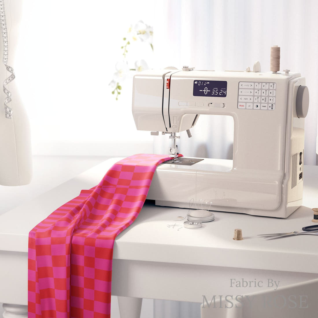 Kristina Forrest 246 on a sewing machine - premium fabric for sewing projects | Fabric by Missy Rose