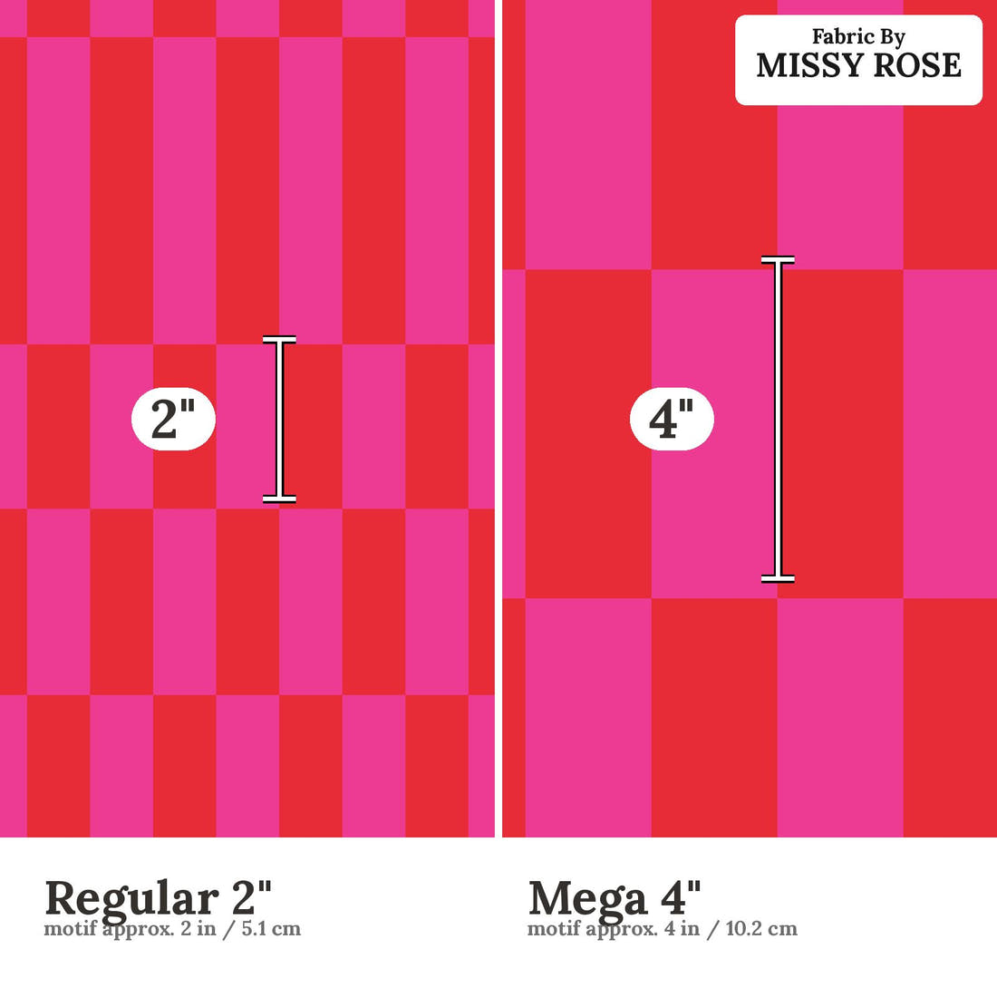 Kristina Forrest 246 Regular 2 inch vs Mega 4 inch print scale side by side | Fabric by Missy Rose