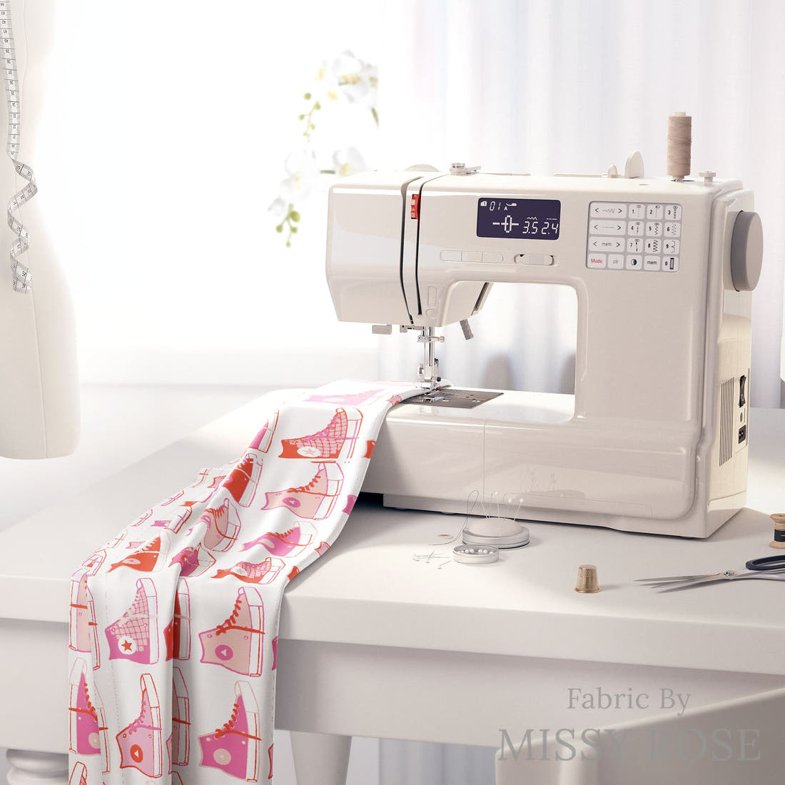 Kristina Forrest 247 on a sewing machine - premium fabric for sewing projects | Fabric by Missy Rose