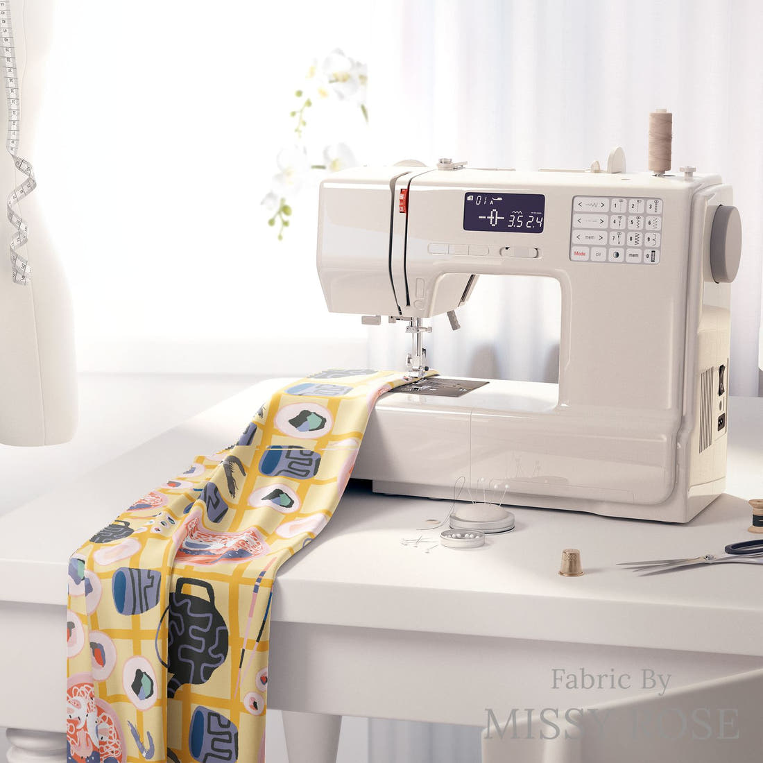 Kristina Forrest 249 on a sewing machine - premium fabric for sewing projects | Fabric by Missy Rose