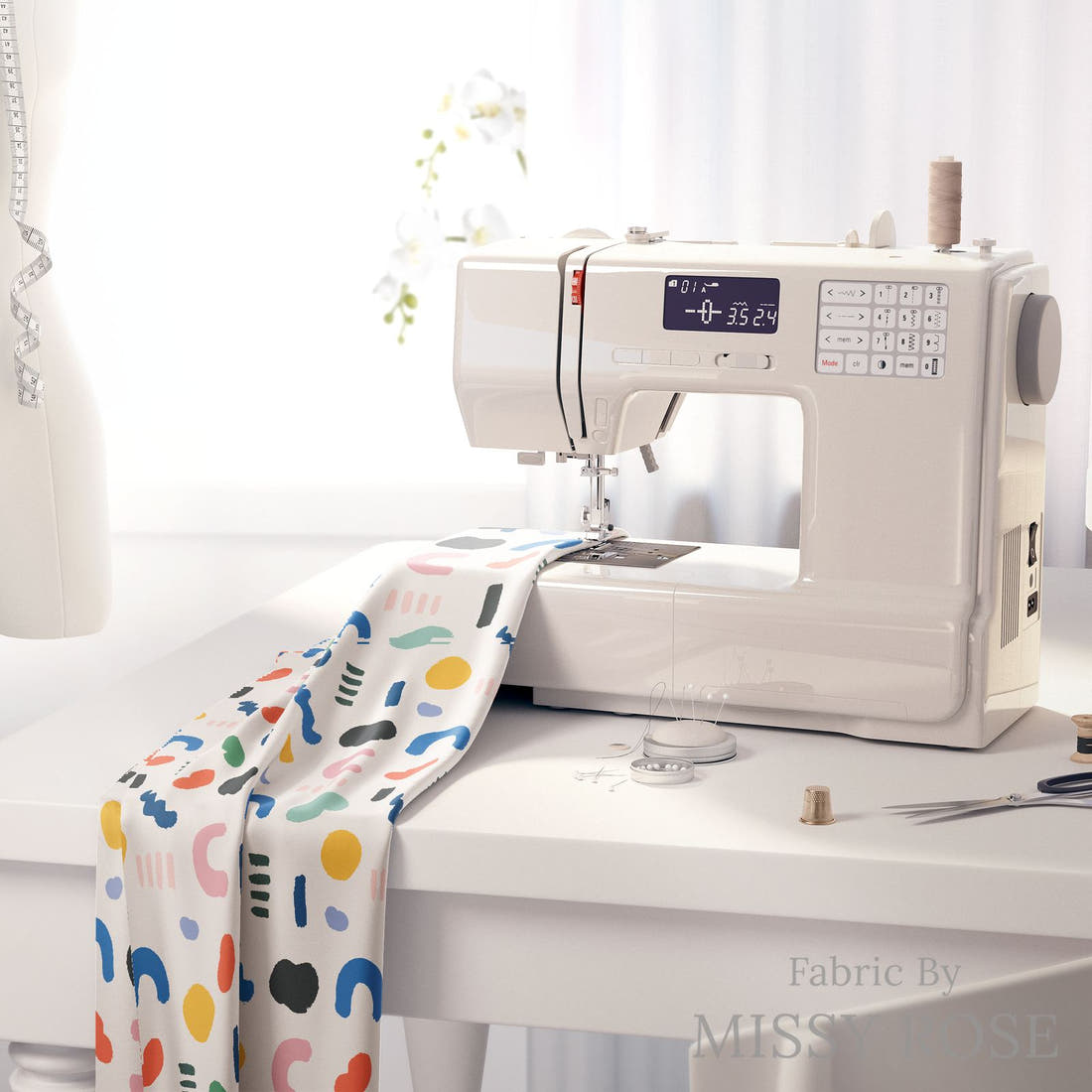 Kristina Forrest 250 on a sewing machine - premium fabric for sewing projects | Fabric by Missy Rose