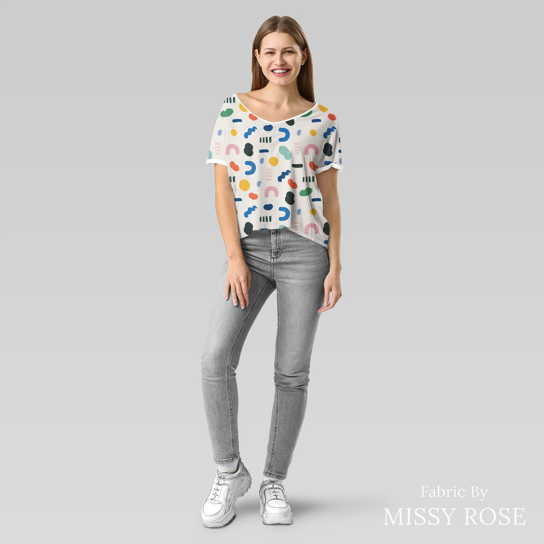 Kristina Forrest 250 sewn into an everyday tee - see how the print looks made up | Fabric by Missy Rose